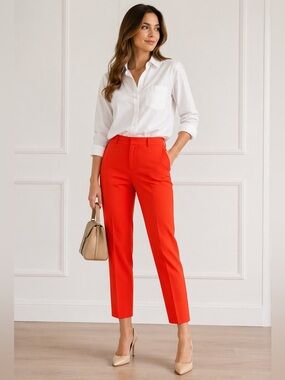 ✨ J.Crew Bright Red-Orange Tailored Pants — NWT